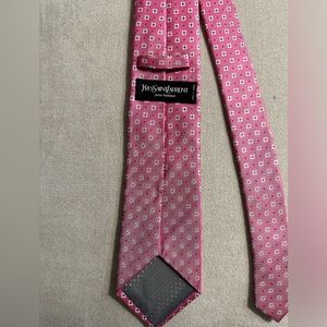 YSL Pink Floral Tie 100% Silk